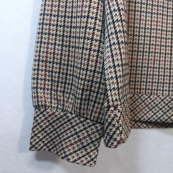 One By Chapter One Retro Brown Plaid Houndstooth Balloon Sleeve Top Size XL - Picture 3 of 6